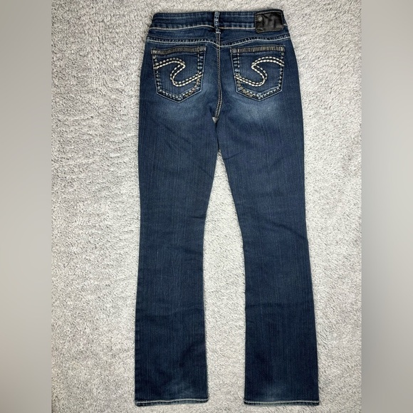 Silver Jeans Womens 27 Aiko Boot Cut Dark Wash Big Stitch Denim Concert Party - Picture 6 of 6